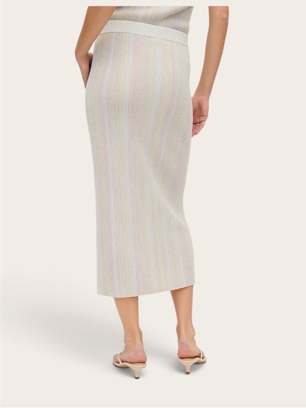 NWT Ann Taylor Sleeveless Knit Midi Skirt/ sweater shell set Soft Pastel Stripe - Picture 3 of 8